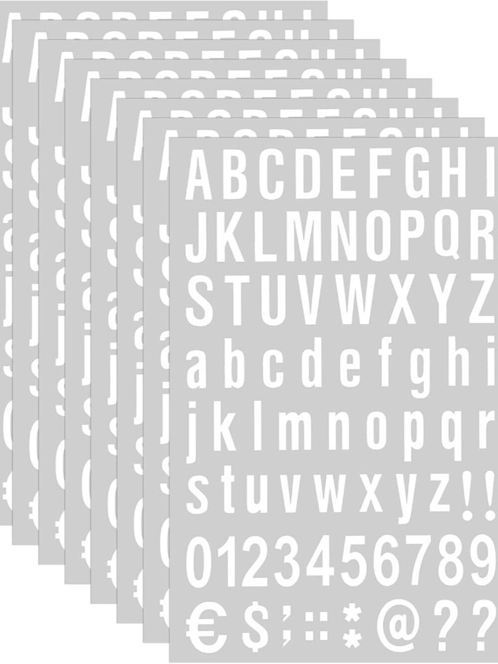8 Sheets Vinyl Letter Stickers, 1 Inch, White